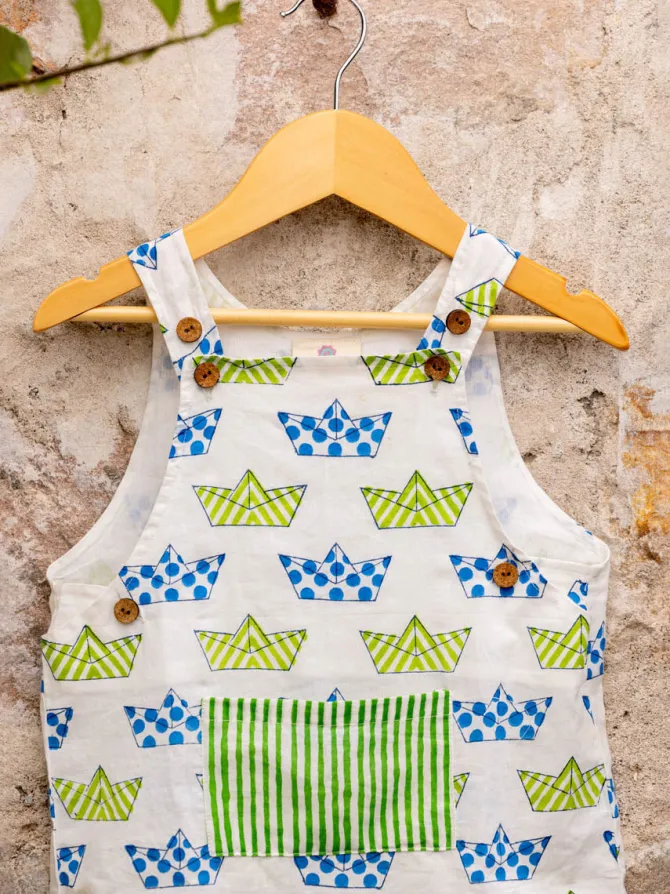 Casper Organic Cotton Block Printed Dungarees