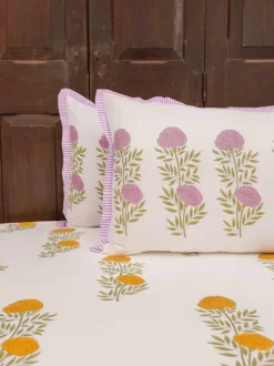 Champa Hand Block Printed Cotton Bed Sheet
