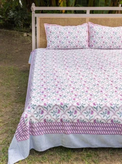 Champakali Block Printed Cotton Bedsheet