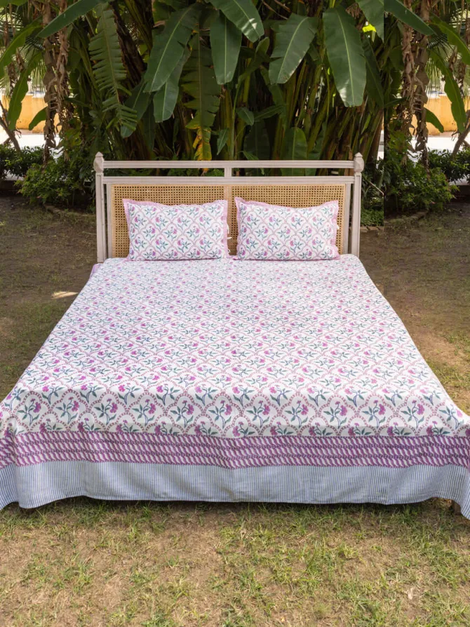 Champakali Block Printed Cotton Bedsheet