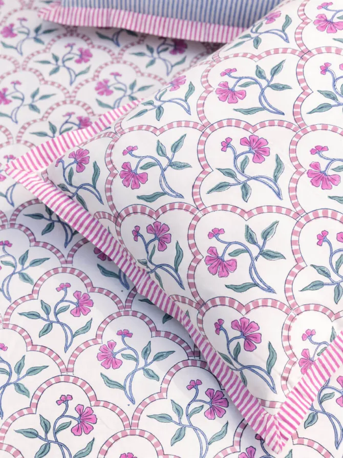 Champakali Block Printed Cotton Bedsheet