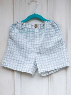 Checkmate Grey Block Printed Cotton Shorts