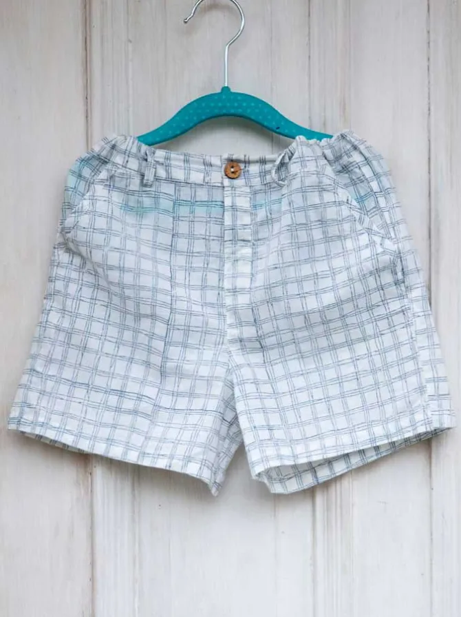 Checkmate Grey Block Printed Cotton Shorts