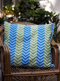 Chevron Block Printed Cotton Cushion Cover - 24 Inch