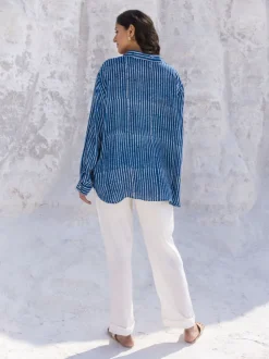 Classic Indigo Stripes Dabu Modal Shirt