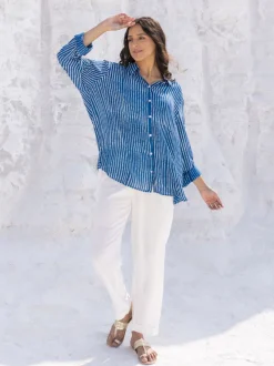 Classic Indigo Stripes Dabu Modal Shirt
