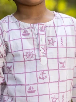 Cooper Cotton Block Printed Long Kurta Pyjama Set
