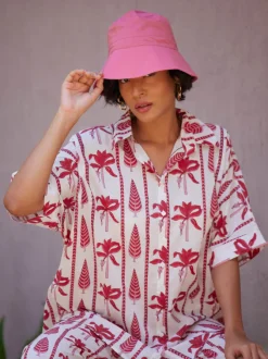 Coral Solid Pink Bucket Hat