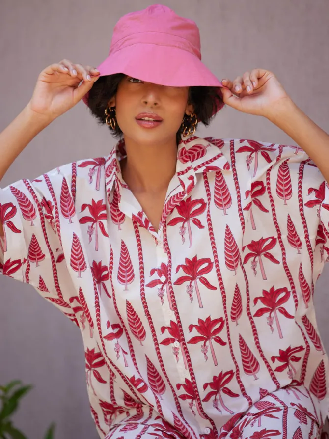 Coral Solid Pink Bucket Hat