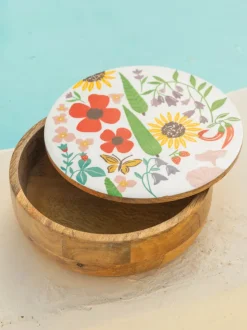 Dahlia Wooden Bowl