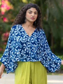 Devki Indigo Poncho Shirt Top