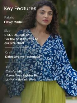 Devki Indigo Poncho Shirt Top