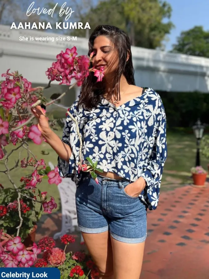 Devki Indigo Poncho Shirt Top
