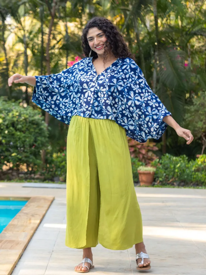 Devki Indigo Poncho Shirt Top