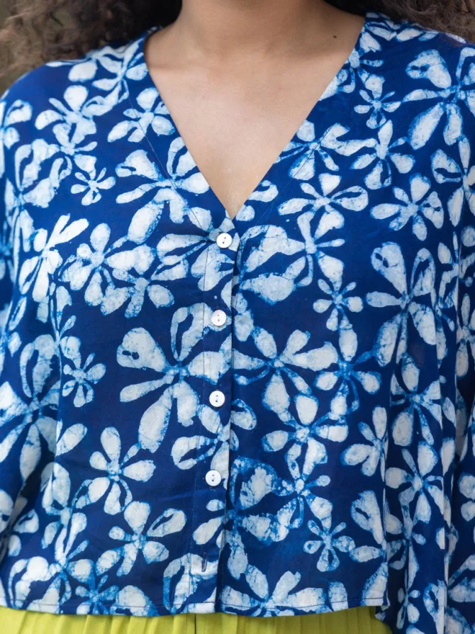 Devki Indigo Poncho Shirt Top