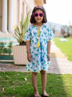 Dino Organic Cotton Block Printed Kaftan for Kids