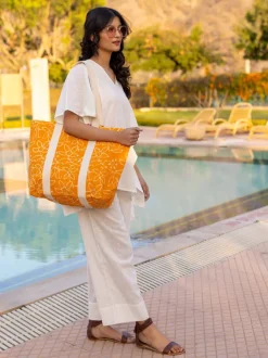 Dippy Egg Hand Block Printed Tote Bag