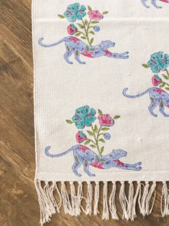 Diya Block Printed Cotton Dhurrie Rug