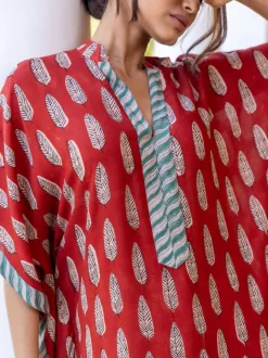 Durga Bagru Hand Block Printed Kaftan Kurta