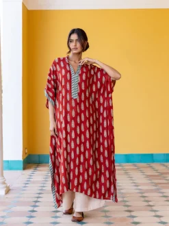 Durga Bagru Hand Block Printed Kaftan Kurta