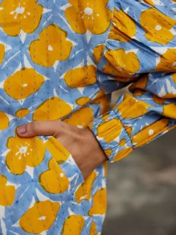 Euphoria Kantha Embroidered Block Printed Bomber Jacket