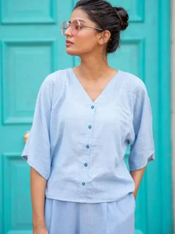 Evening Sky Cotton Slub Short Top