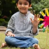 Evergreen Grey Organic Cotton Shirt Kurta with Roll Up Sleeves