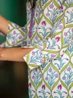 Falgun Cotton Rayon Hand Block Printed Long Kurta