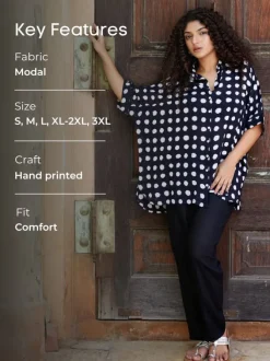 Fanaa Hand Printed Oversized Modal Shirt