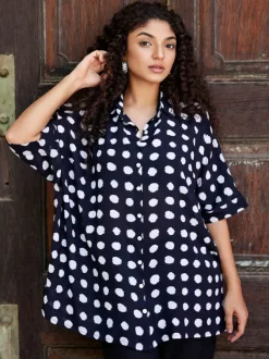 Fanaa Hand Printed Oversized Modal Shirt
