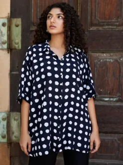 Fanaa Hand Printed Oversized Modal Shirt