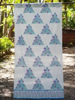 Fields of Lavender Block Printed Cotton Curtain