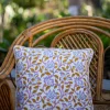 Fields of Sunflower Block Printed Cotton Cushion Cover - 16 Inch