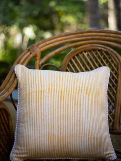 Fields of Sunflower Block Printed Cotton Cushion Cover - 16 Inch