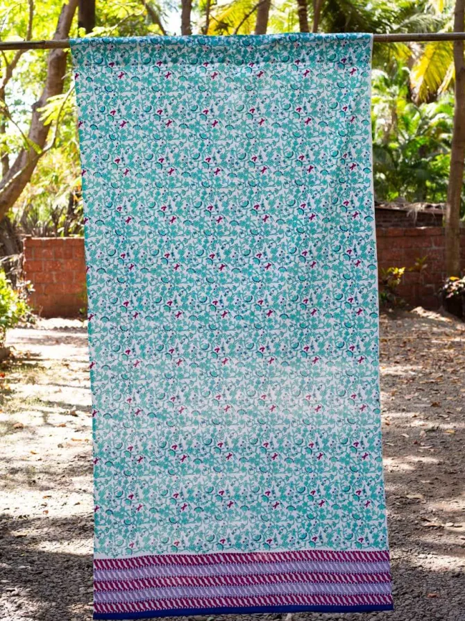 Firefly Block Printed Cotton Curtain