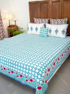 Firoza Block Printed Cotton Bedsheet