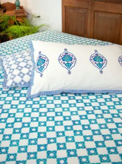 Firoza Block Printed Cotton Bedsheet