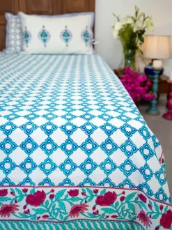 Firoza Block Printed Cotton Bedsheet