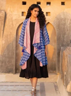 Fitoor Block Printed Waterfall Reversible Shrug