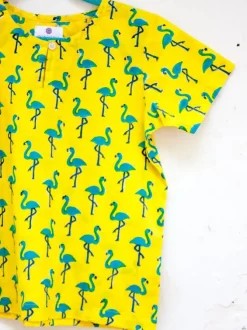 Flamingo Dance Organic Cotton Block Printed Top & Shorts Set
