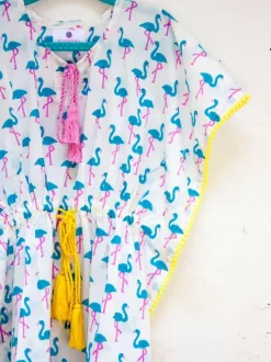 Flamingo Organic Cotton Block Printed Kaftan for Kids
