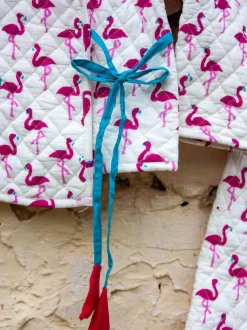 Flamingo Quilted Organic Cotton Block Printed Angrakha Set
