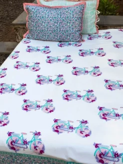 Floral Ride Block Printed Cotton Bedsheet
