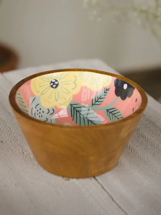 Floral Summer Wooden Bowl - Small