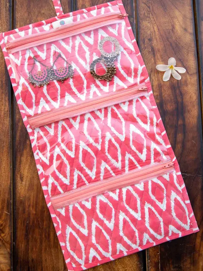Floral Turquoise Foldable Jewellery Pouch