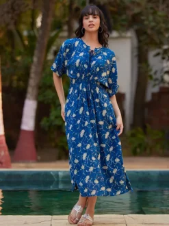 Frida Indigo Kaftan Maxi Dress