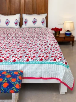 Fruit of Paradise Block Printed Cotton Bedsheet