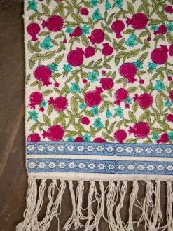 Fruits of Paradise Block Printed Cotton Dhurrie Rug