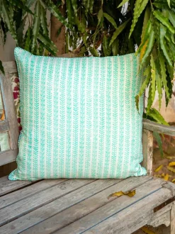 Fruits of Paradise Block Printed Cotton Cushion Cover - 24 Inch