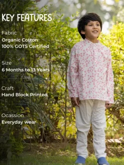 Galaxy Organic Cotton Block Printed Short Kurta Pyjama Set